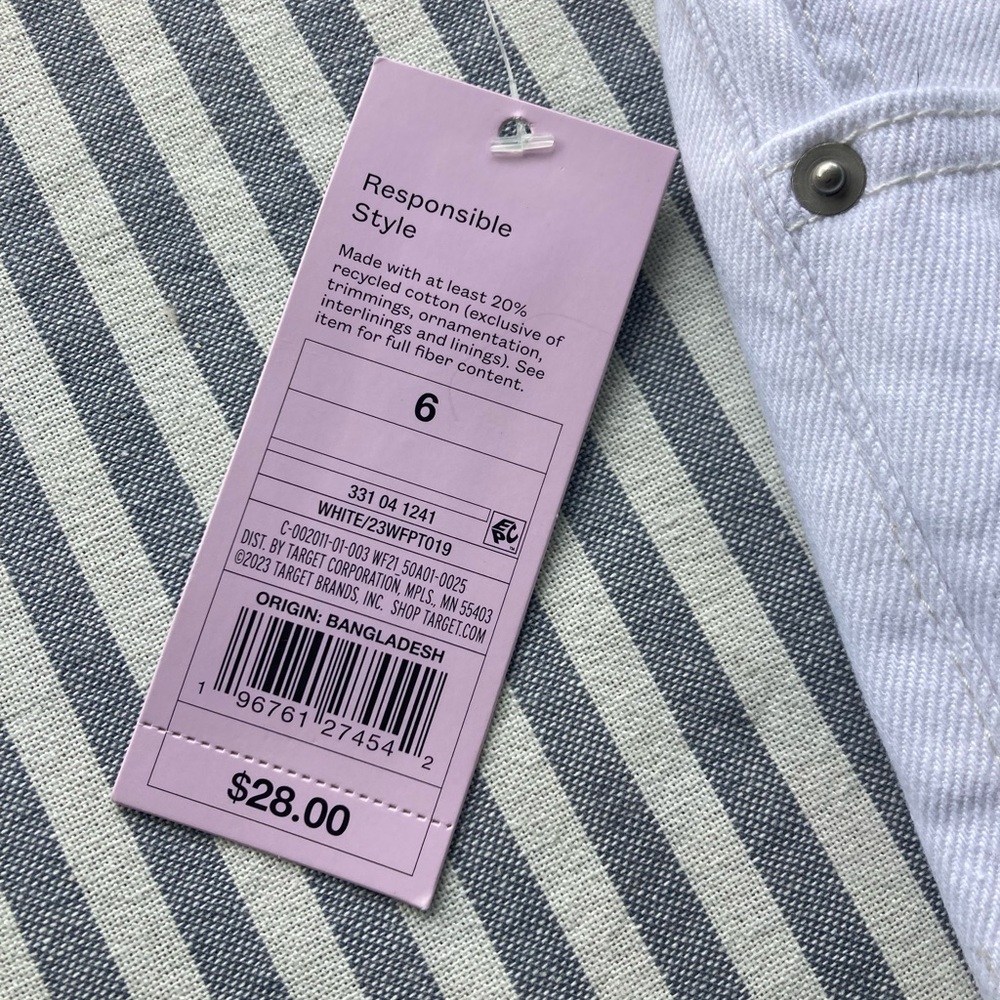 Target Wild Fable Women’s White Wide Leg Jeans Size 6 Unique Design - Picture 10 of 13